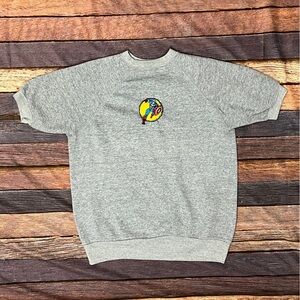 Vintage Captain America Super Hero Gray Short Sleeve 1980s Sweatshirt
